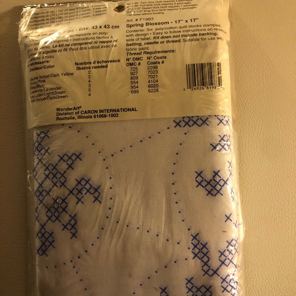 NEW WonderArt Quilt Blocks Stamped "Spring Blossom" #F1983  6 17x17  blocks - Picture 2 of 9